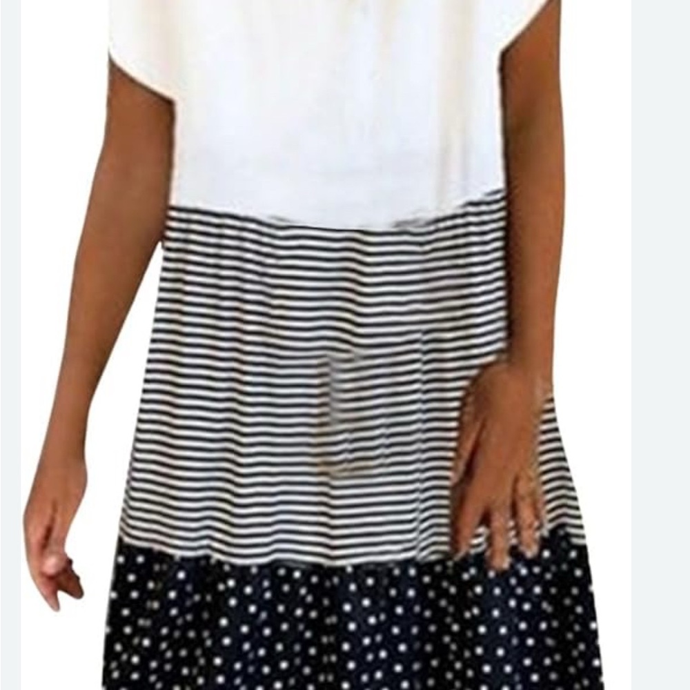 Elegant Black and White Striped Midi Dress